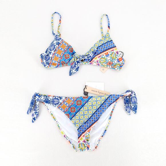 Nanette Lepore Patchwork Enchantress Swimsuit Set Bikini Top/Bottom Size US 12 - Picture 1 of 7